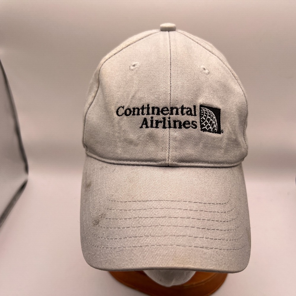 Vintage Continental Airlines Snapback Hat Tan Aviation Logo Baseball Cap